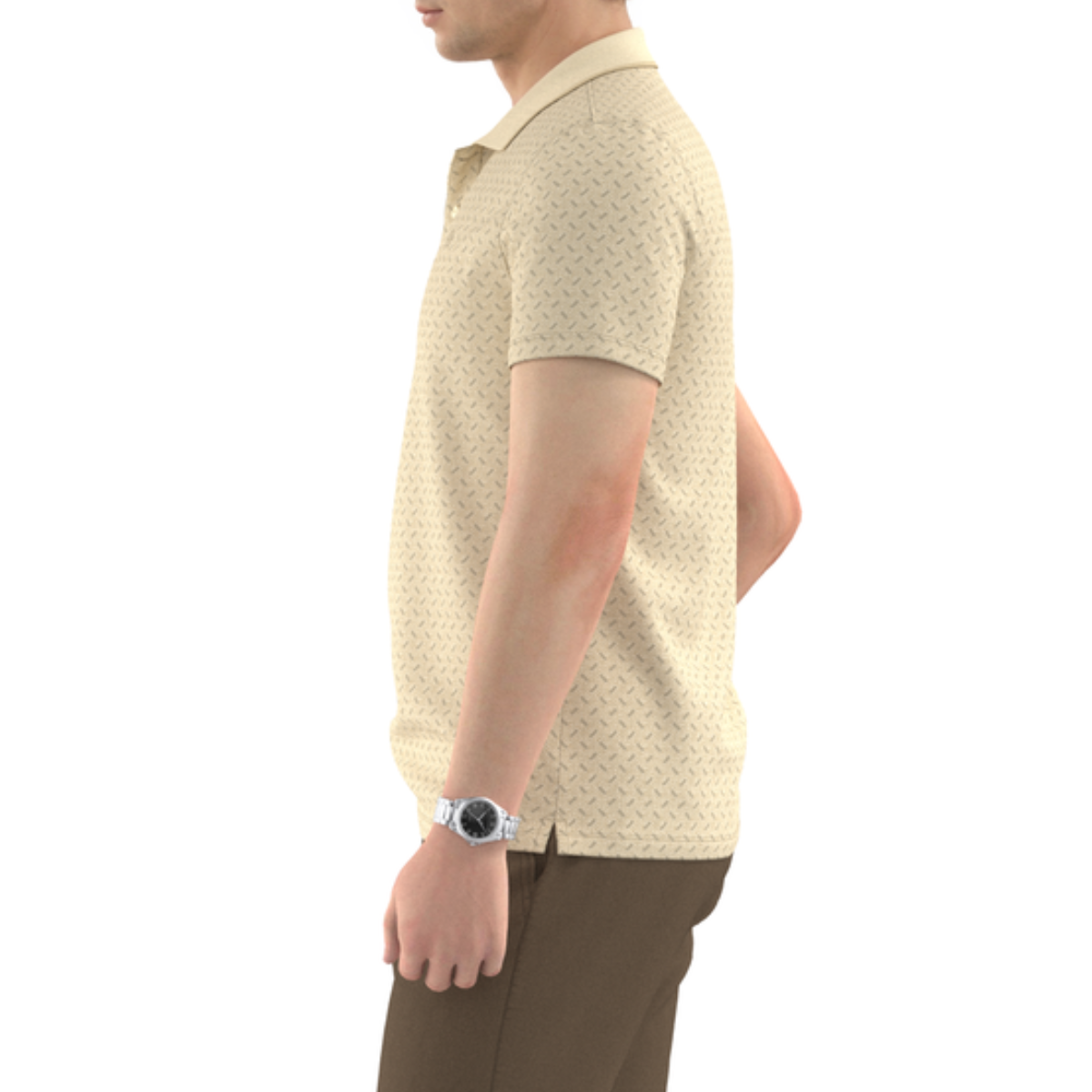 ÁO POLO NAM NOVELTY REGULAR FIT MODAL HOA VĂN MÀU VÀNG NATMINMT3R250503N