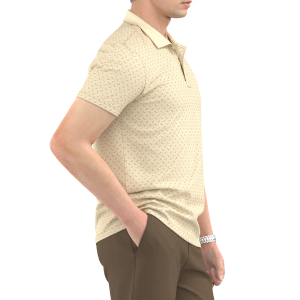 ÁO POLO NAM NOVELTY REGULAR FIT MODAL HOA VĂN MÀU VÀNG NATMINMT3R250503N