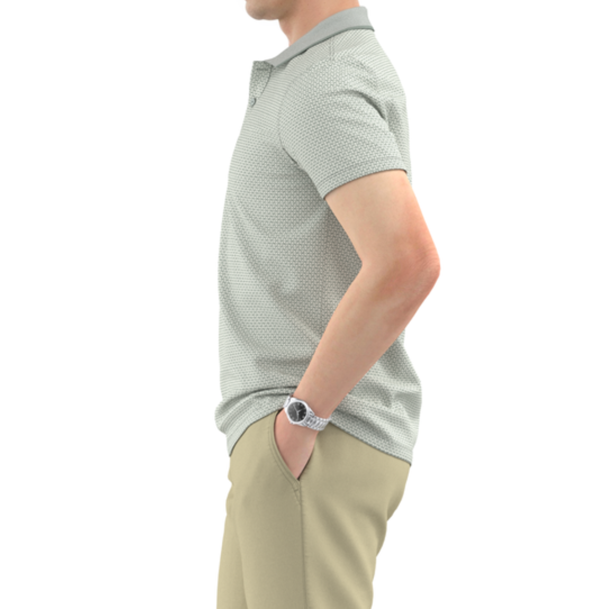 ÁO POLO NAM NOVELTY REGULAR FIT MODAL HOA VĂN XANH RÊU NATMINMT3R250504N