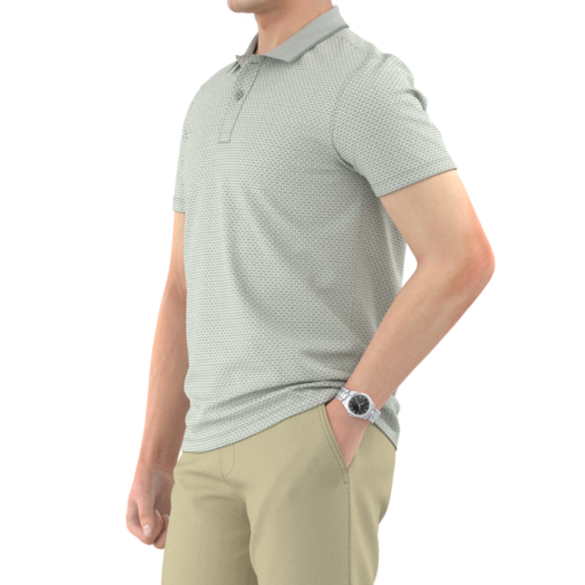 ÁO POLO NAM NOVELTY REGULAR FIT MODAL HOA VĂN XANH RÊU NATMINMT3R250504N