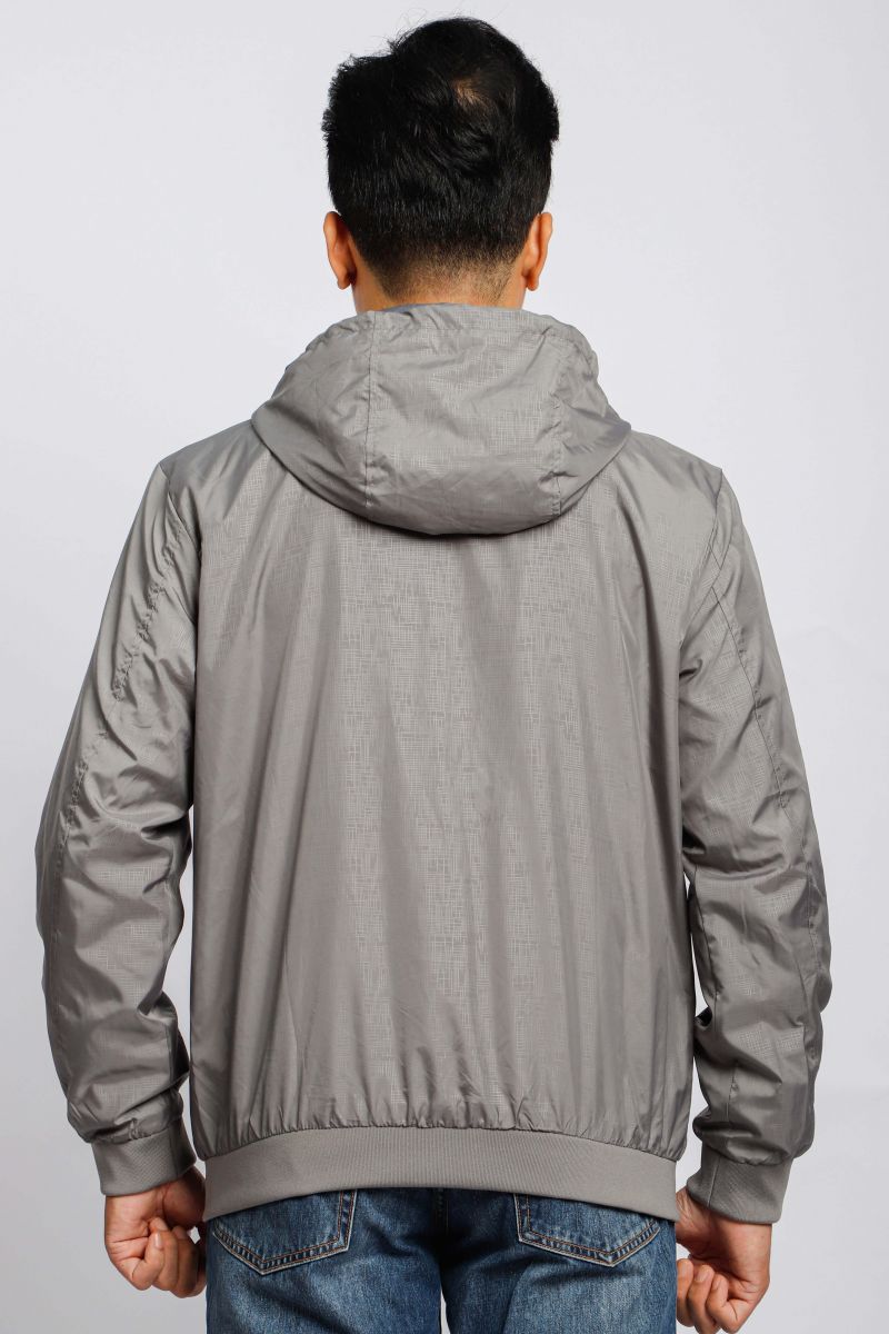 Áo jacket nam in chìm nón rời Novelty xám nhạt NJKMMNMPLR2203192