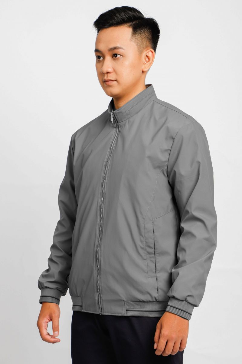 Áo jacket nam bonding cổ trụ Novelty màu xám NJKMMTMPLR2203062