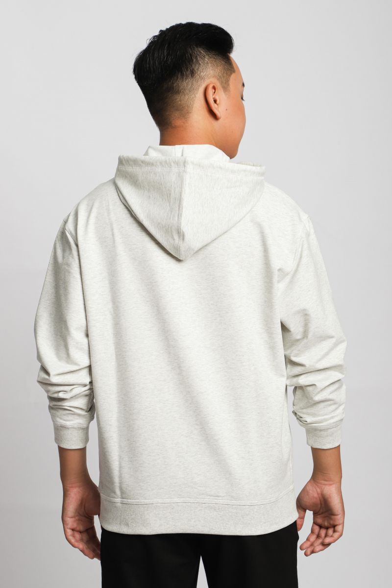 Áo Thun Nĩ Hoodie Melange Dài Tay Có Nón Novelty màu xám trắng 220347A