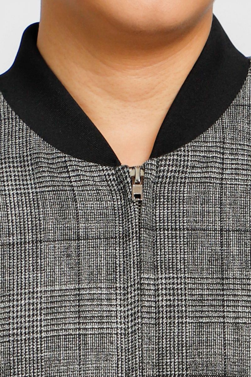 Áo Bomber Novelty họa tiết xám đen NJKMCLMT3R2204152