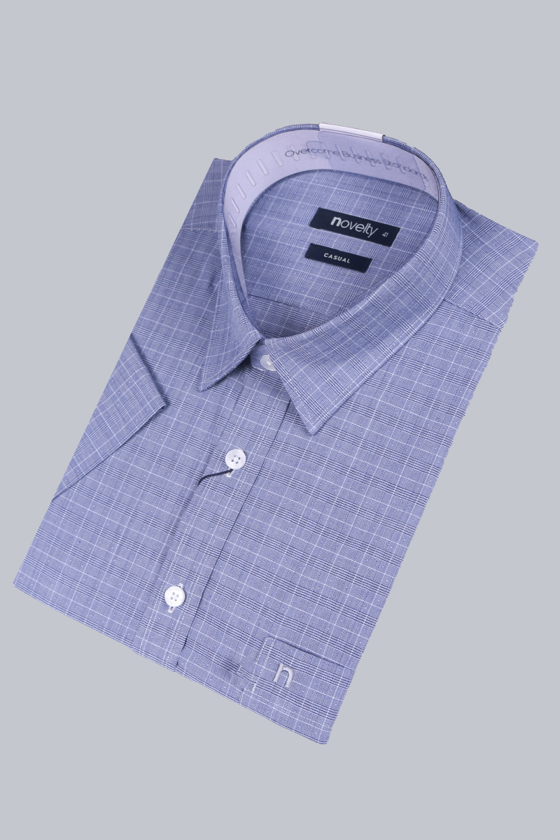 Áo sơ mi nam ngắn tay Novelty Casual Bamboo caro xanh xám NSMMCTMT3B230210N