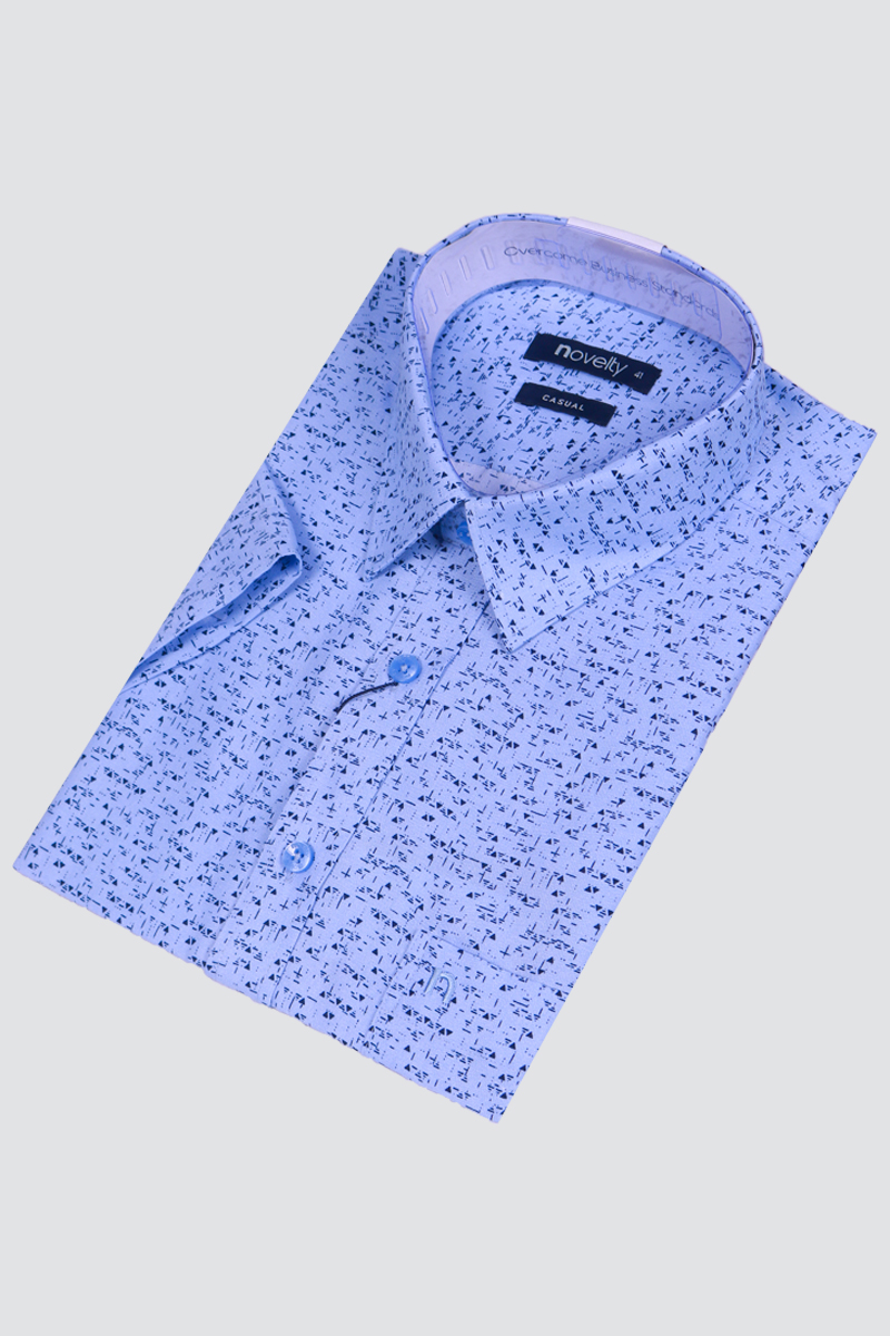Áo sơ mi nam ngắn tay Novelty Casual họa tiết hoa văn xanh lam NSMMINMSPB230340N