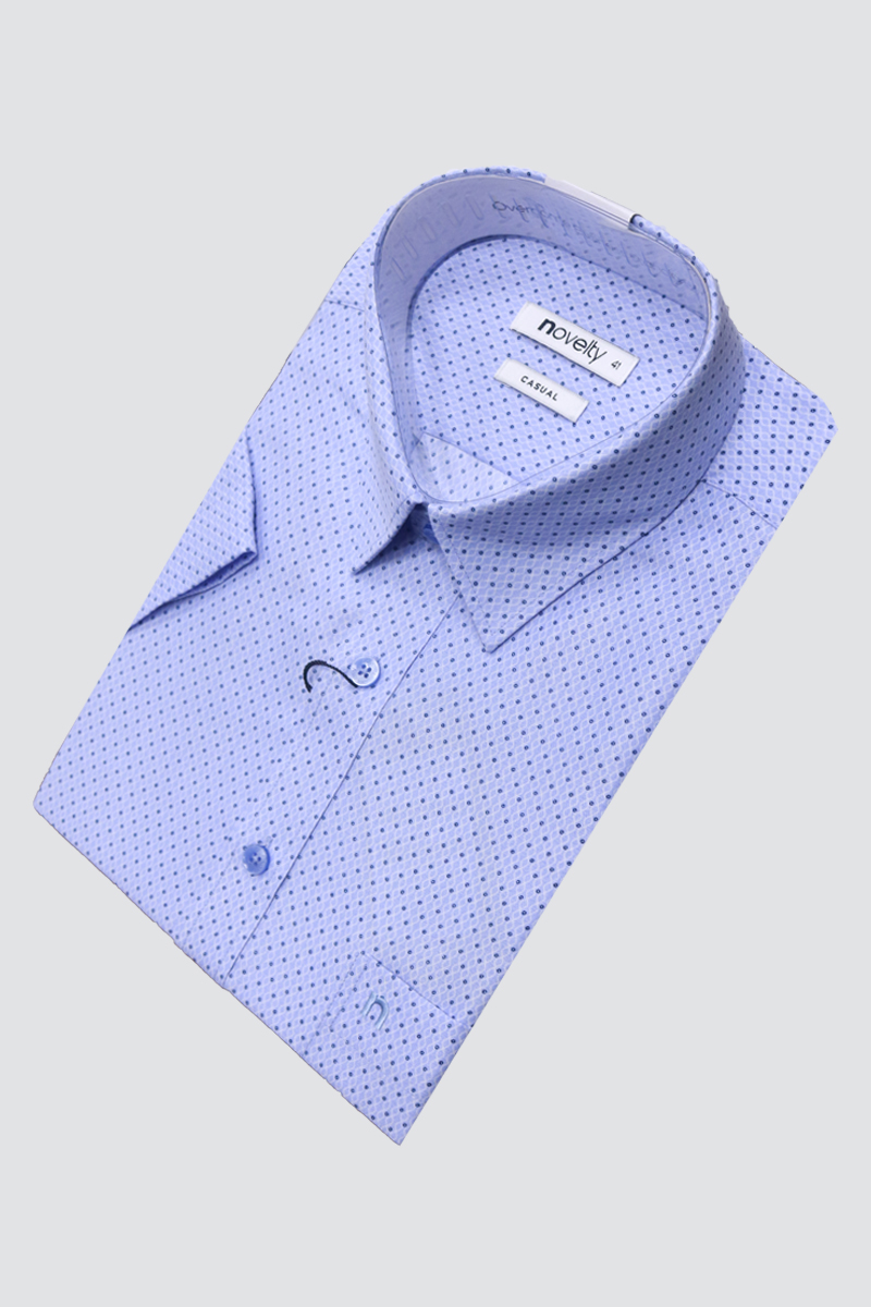 Áo sơ mi nam ngắn tay Novelty Casual họa tiết hoa văn xanh nhạt NSMMINMSPB230378N