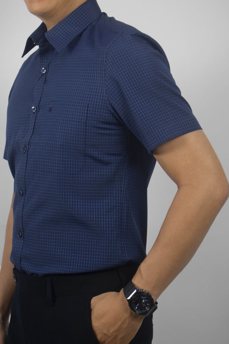 Áo sơ mi nam ngắn tay Novelty Regular fit họa tiết caro nhỏ NSMMCNMTCR230421N