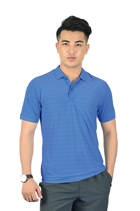 Áo Polo nam Novelty Regular fit họa tiết tràn thân, cổ bo dệt họa tiết xanh coban NATMMDMBSR210135N