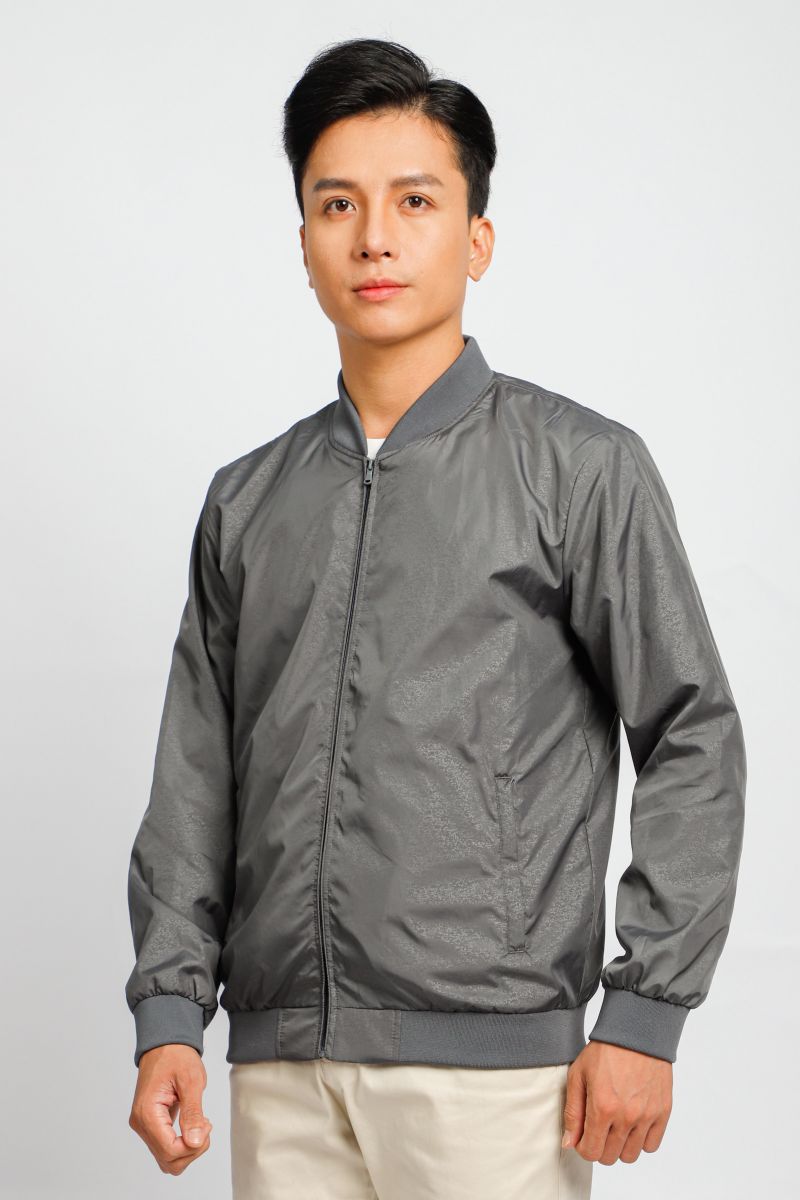 Áo jacket nam in chìm Novelty xám đậm NJKMMDMPLR2203342