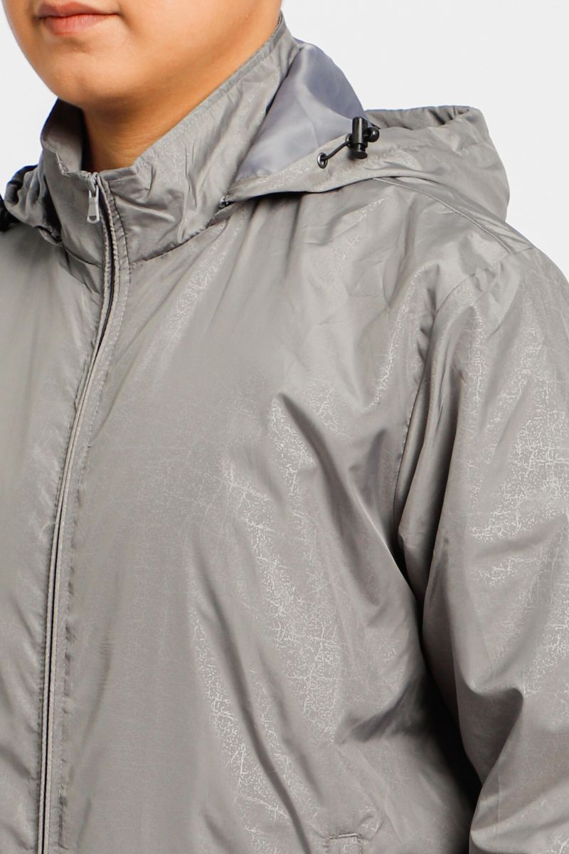 Áo jacket nam in chìm nón rời Novelty xám nhạt NJKMMNMPLR2203272