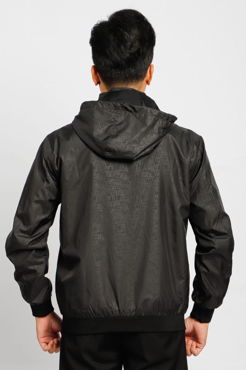 Áo jacket nam in chìm nón rời Novelty đen 2203162