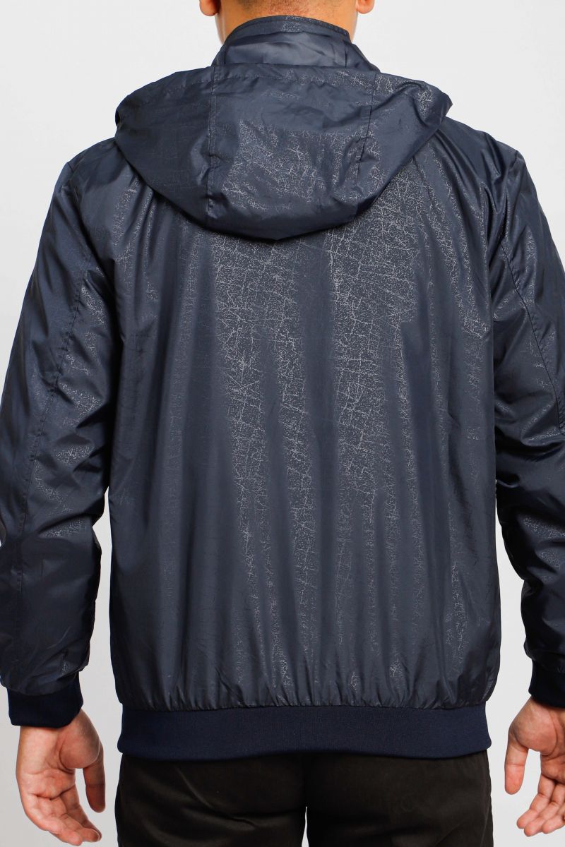Áo jacket nam in chìm nón rời Novelty xanh đen NJKMMDMPLR2203252