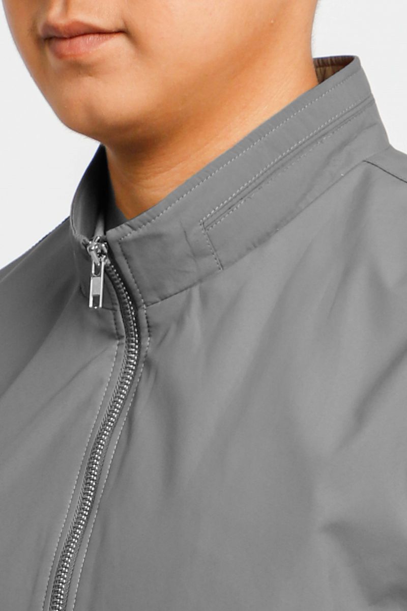Áo jacket nam bonding cổ trụ Novelty màu xám NJKMMTMPLR2203062