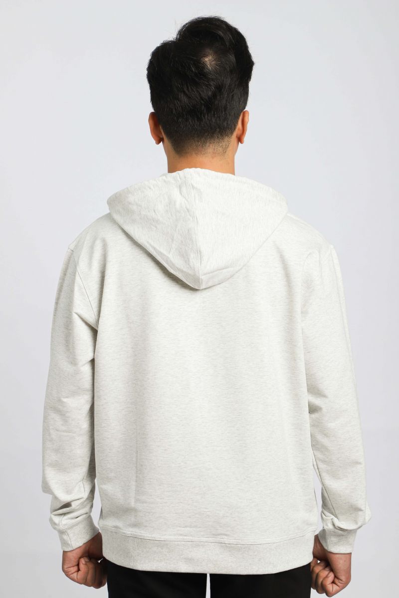 Áo Thun Nĩ Hoodie Melange Dài Tay Có Nón Novelty xám trắng 220351A