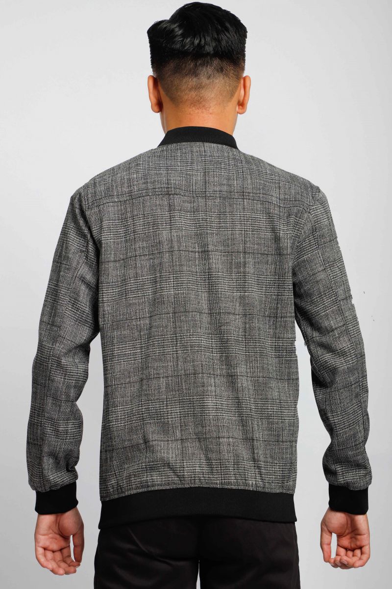 Áo Bomber Novelty họa tiết xám đen NJKMCLMT3R2204152