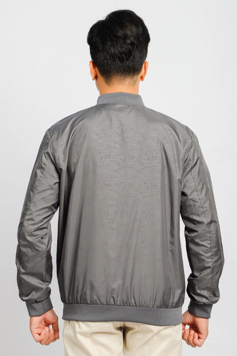 Áo jacket nam in chìm Novelty xám đậm NJKMMDMPLR2203302