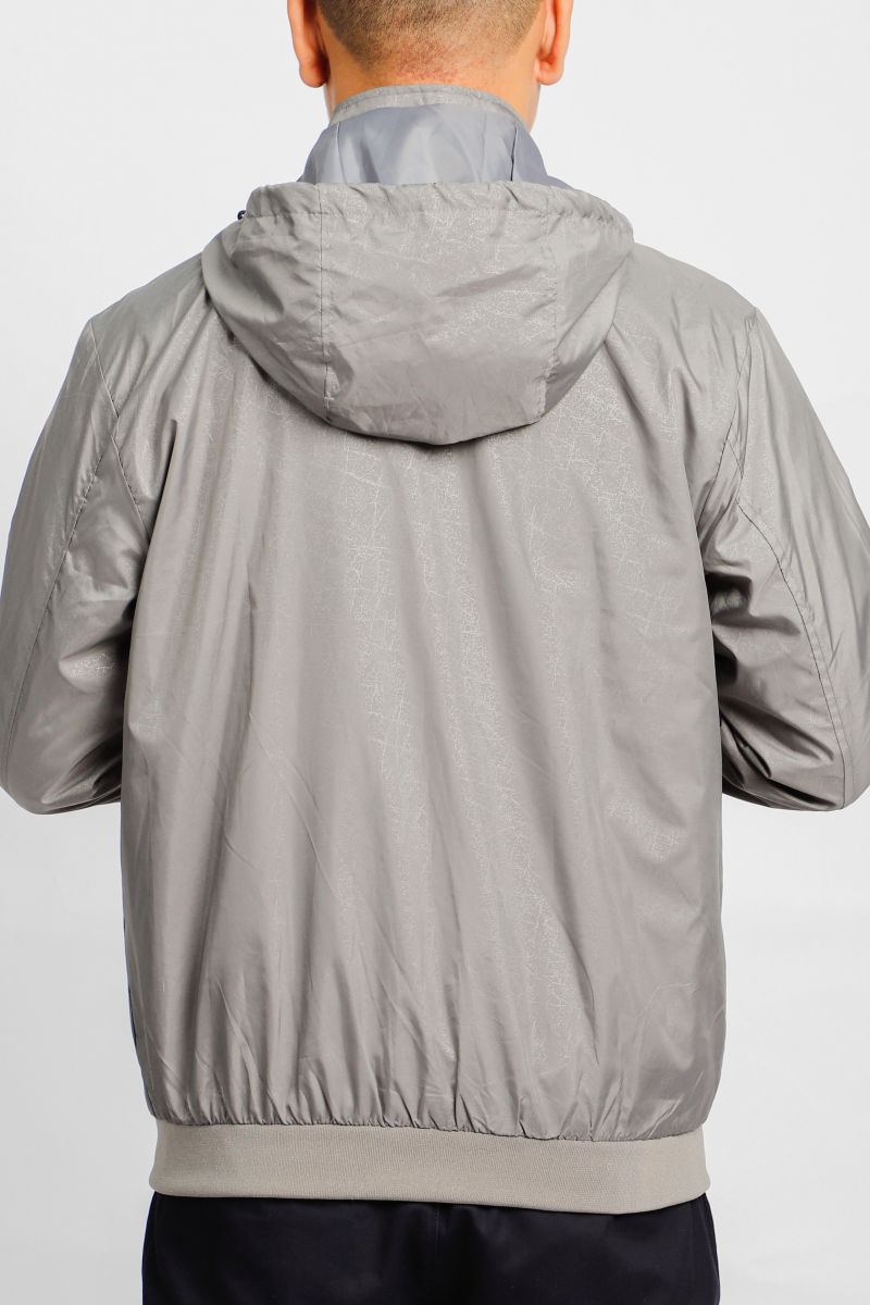 Áo jacket nam in chìm nón rời Novelty xám nhạt NJKMMNMPLR2203272