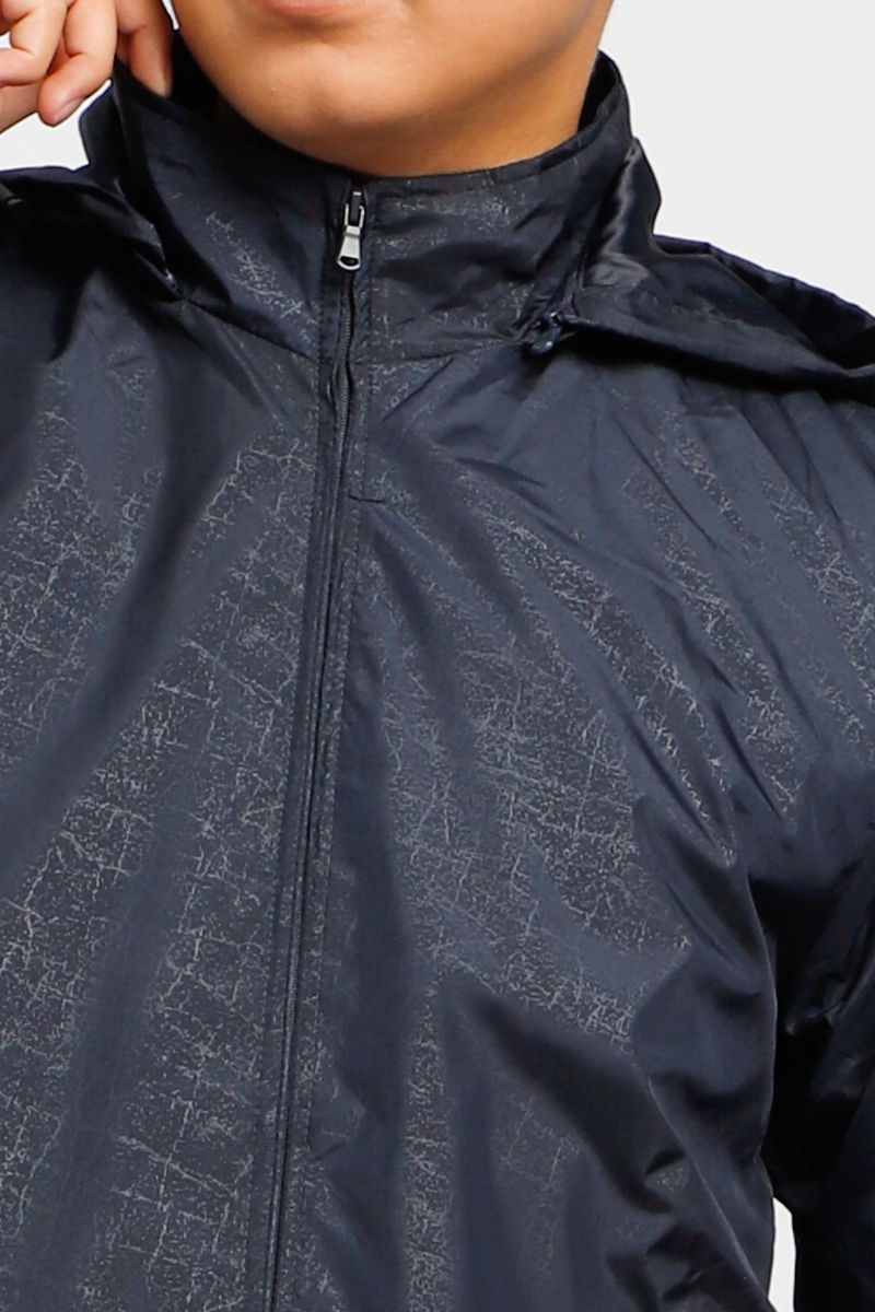 Áo jacket nam in chìm nón rời Novelty xanh đen NJKMMDMPLR2203252