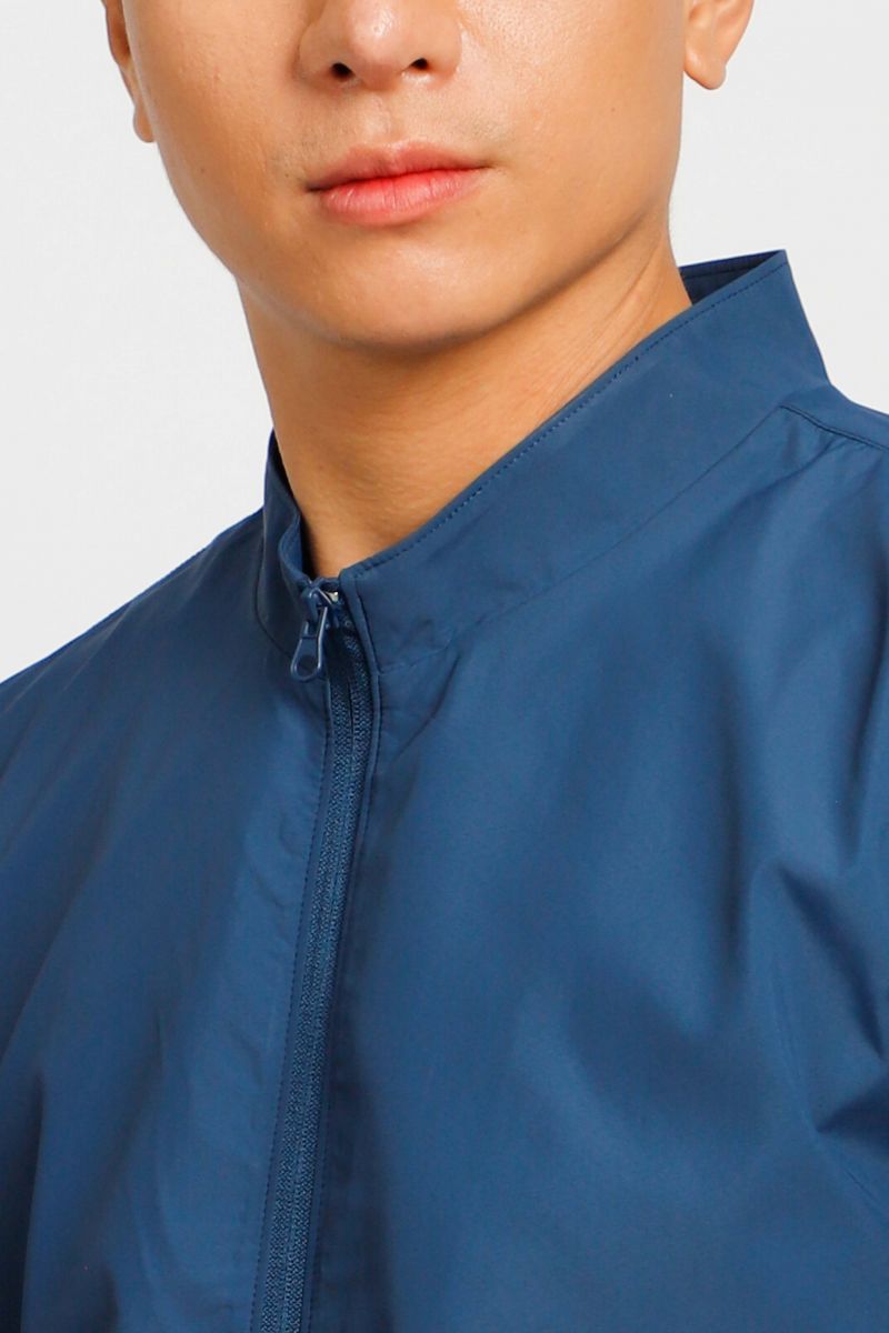 Áo jacket 2 lớp bonding Novelty cổ trụ  xanh nhớt NJKMMTMPLR2203082