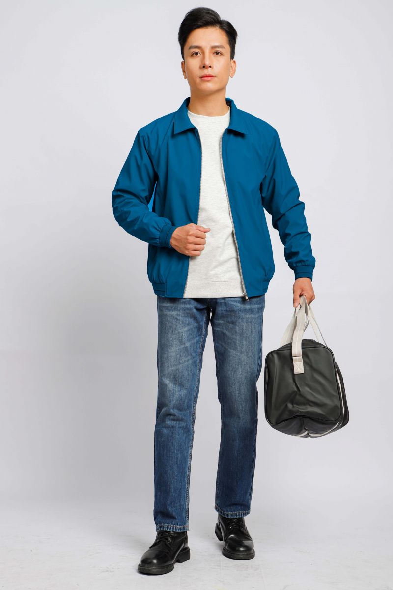 Áo jacket nam bonding cổ bẻ Novelty xanh nhớt NJKMMTMPLR2203122