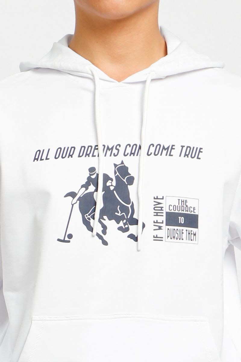 Áo Thun Nĩ Hoodie Dài Tay Có Nón Novelty màu trắng 220348A