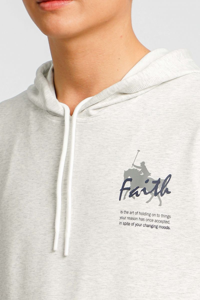 Áo Thun Nĩ Hoodie Melange Dài Tay Có Nón Novelty màu xám trắng NAHMMNMT3R220349A
