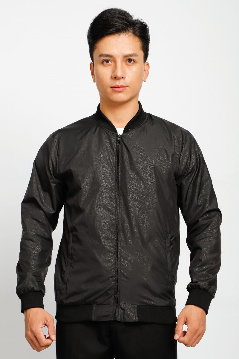 Áo jacket nam in chìm Novelty màu đen NJKMMDMPLR2203362