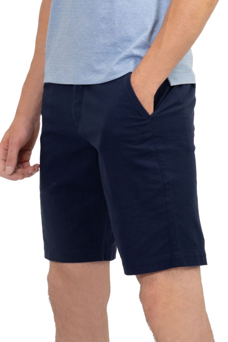 Quần short linen nam Novelty xanh navy NSKMMDMCSR2101220