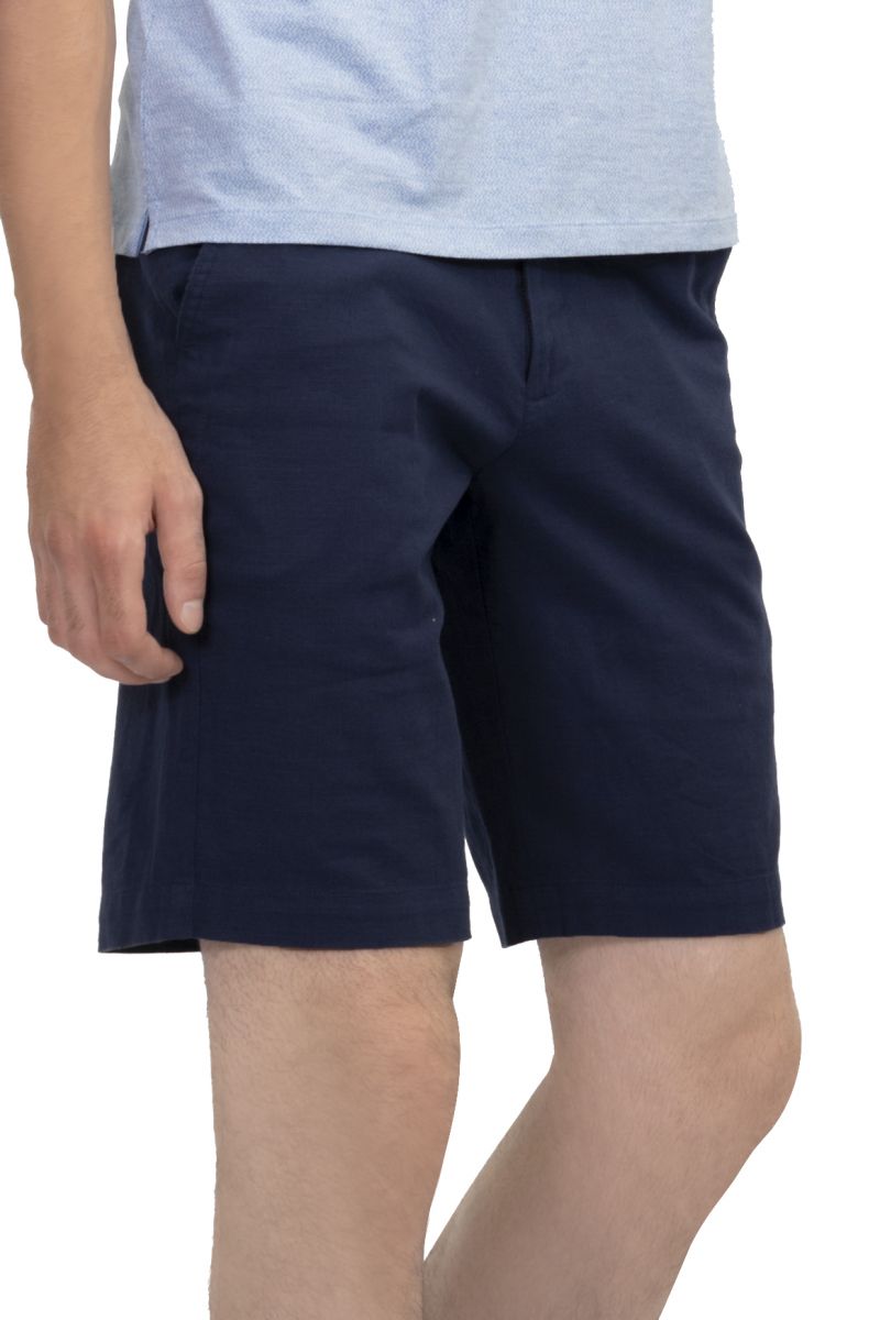 Quần short linen nam Novelty xanh navy NSKMMDMCSR2101220