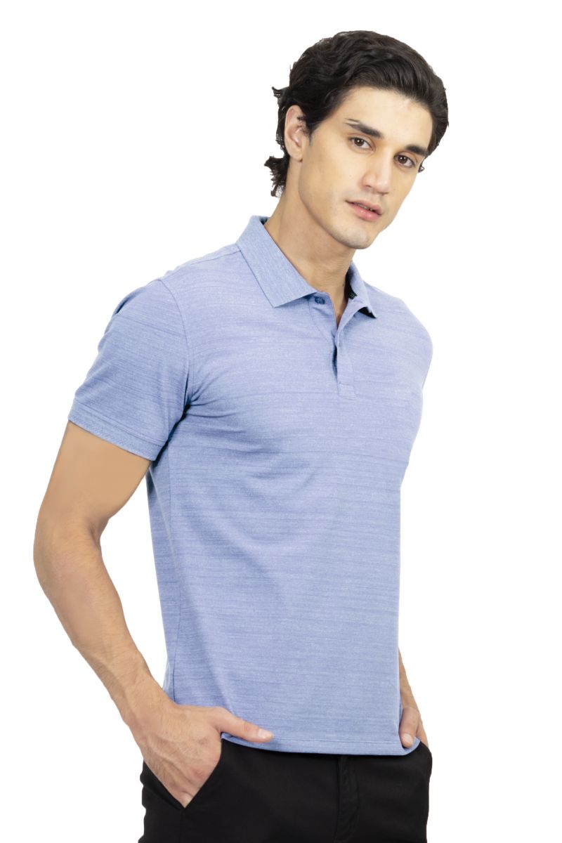 Áo Polo nam Novelty Regular fit melange dệt chìm xương cá không túi bích NATMMDMCSR210111N