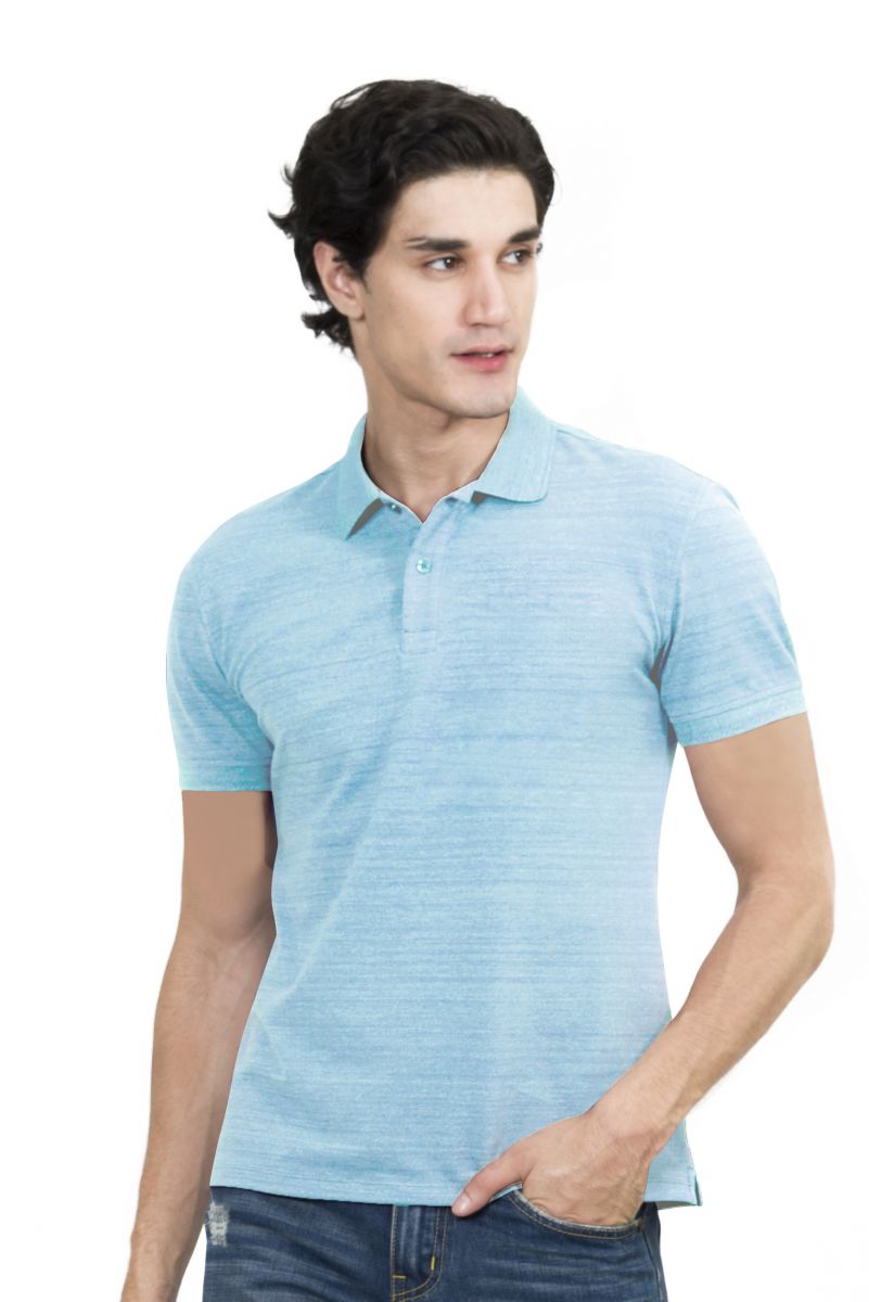 Áo Polo nam Novelty Regular fit melange dệt chìm xương cá không túi xanh ya NATMMDMCSR210112N