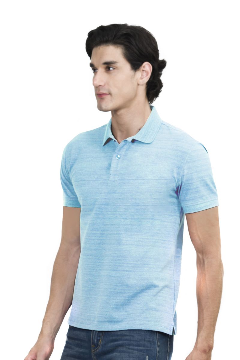 Áo Polo nam Novelty Regular fit melange dệt chìm xương cá không túi xanh ya NATMMDMCSR210112N