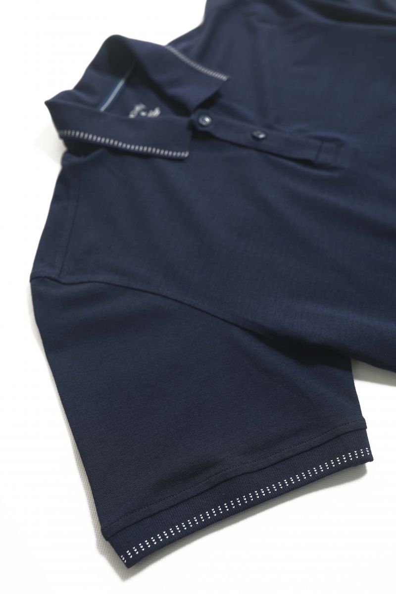 Áo thun Polo nam Novelty cổ viền sọc xanh navy NATMMDMBSR210127N