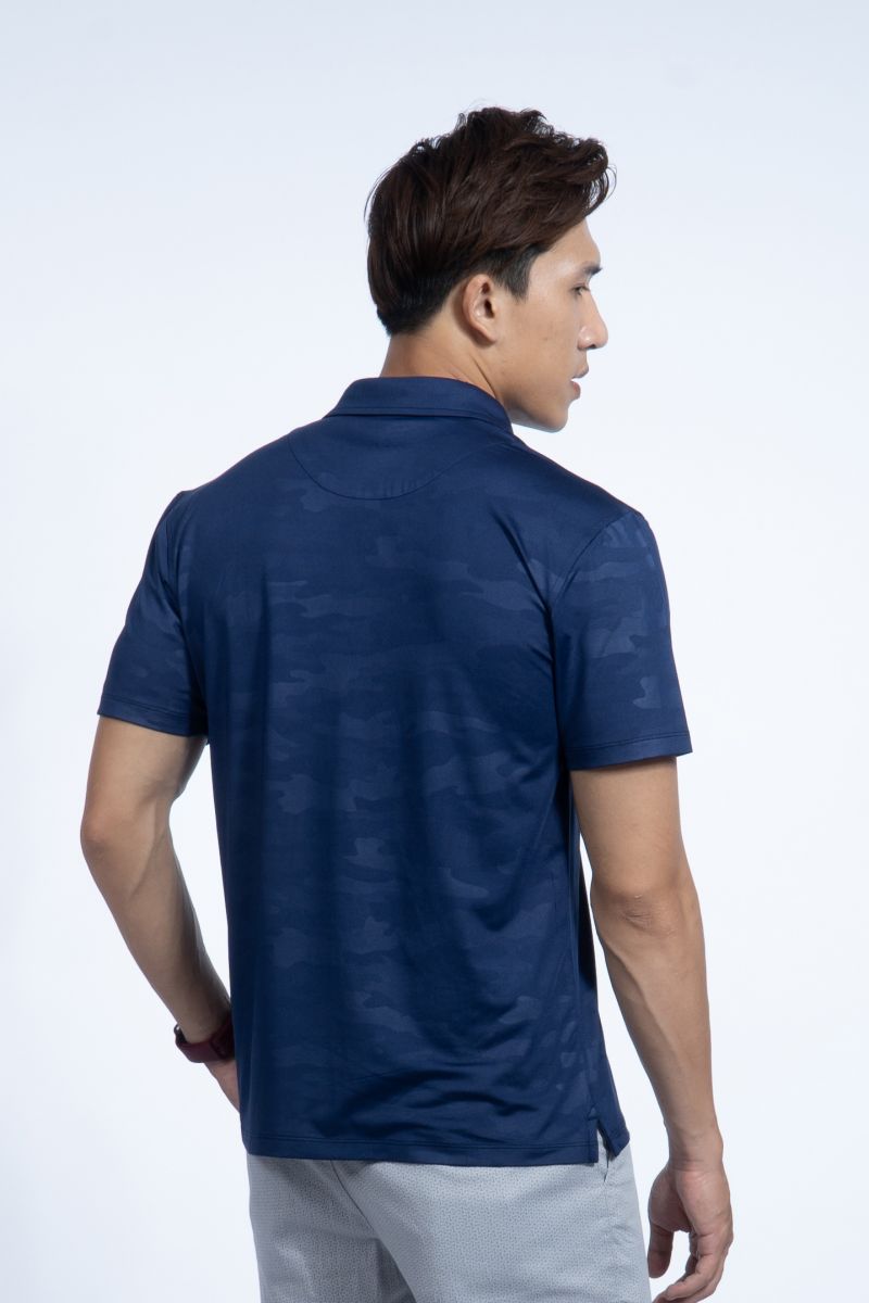 Áo Polo nam Novelty Regular fit màu xanh đen rằn ri NATMMDMPSR190201N