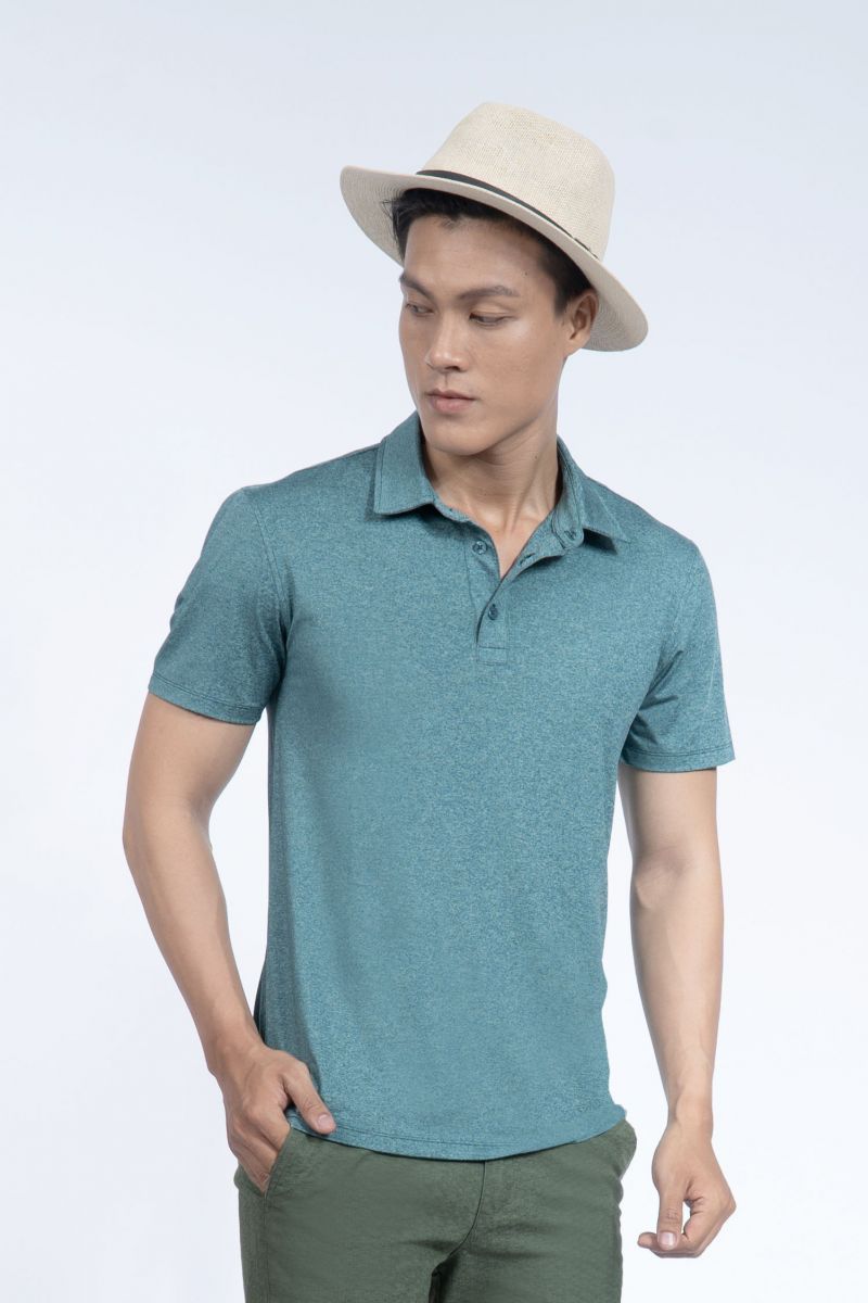 Áo thun Polo nam Novelty màu xanh vỏ đậu NATMMTMPSR190218N