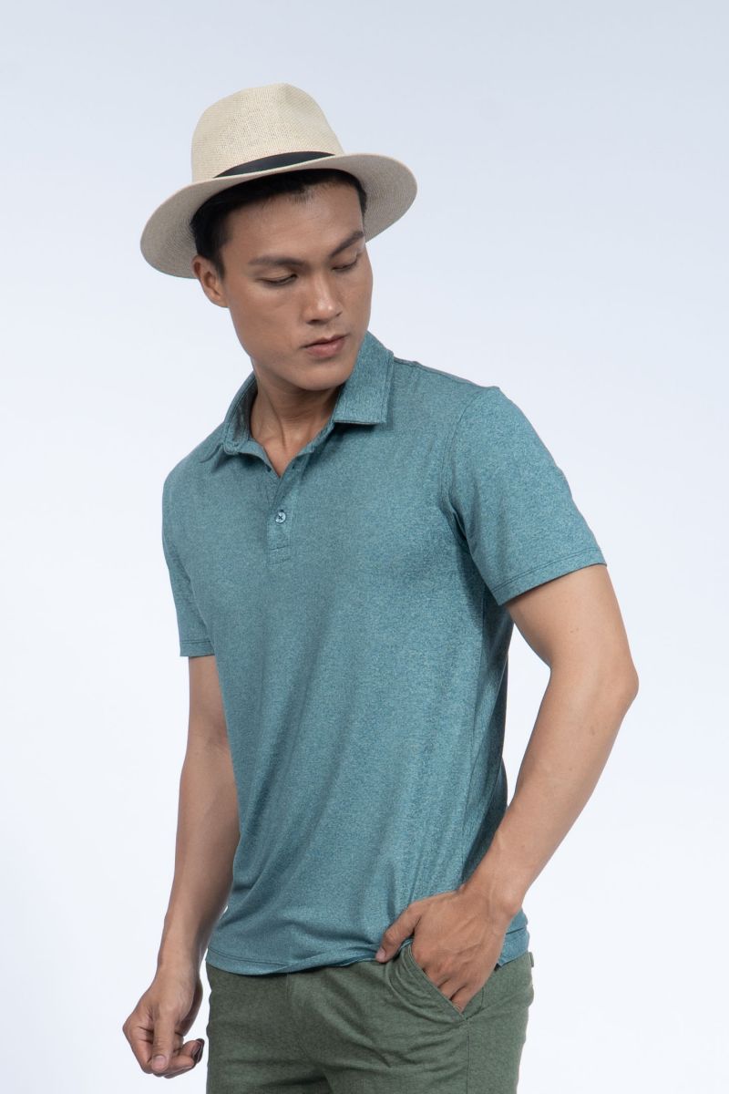 Áo thun Polo nam Novelty màu xanh vỏ đậu NATMMTMPSR190218N