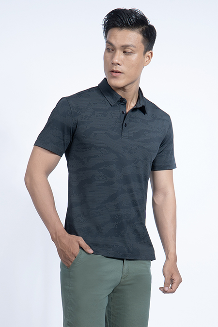 Áo Polo nam Novelty Regular fit in họa tiết NATMHTMPSR190210N