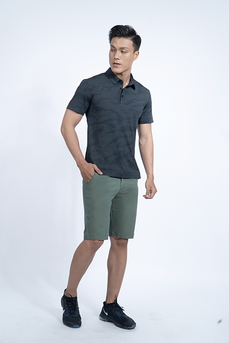 Áo Polo nam Novelty Regular fit in họa tiết NATMHTMPSR190210N