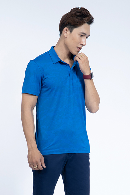 Áo Polo nam Novelty Regular fit màu xanh NATMHTMPSR190212N