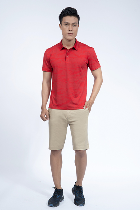 Áo Polo nam Novelty Regular fit màu đỏ in họa tiết NATMHTMPSR190213N