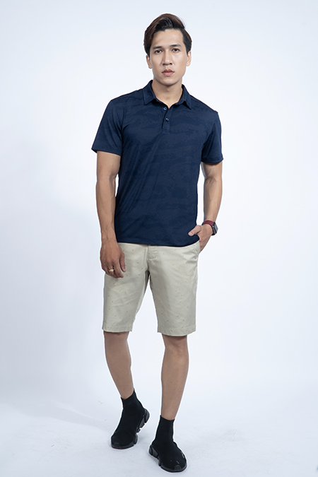 Áo Polo nam Novelty Regular fit in họa tiết NATMHTMPSR190214N