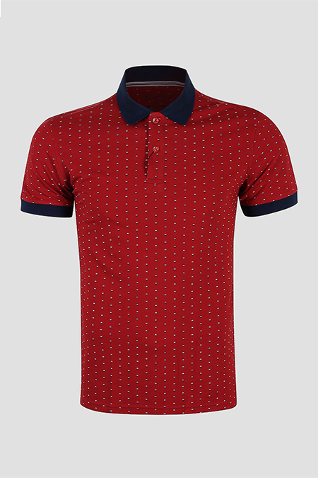 Áo Polo nam Novelty Regular fit Bamboo màu đỏ in họa tiết màu đỏ NATMHTMT3R180988N