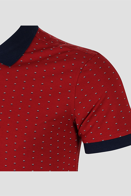 Áo Polo nam Novelty Regular fit Bamboo màu đỏ in họa tiết màu đỏ NATMHTMT3R180988N