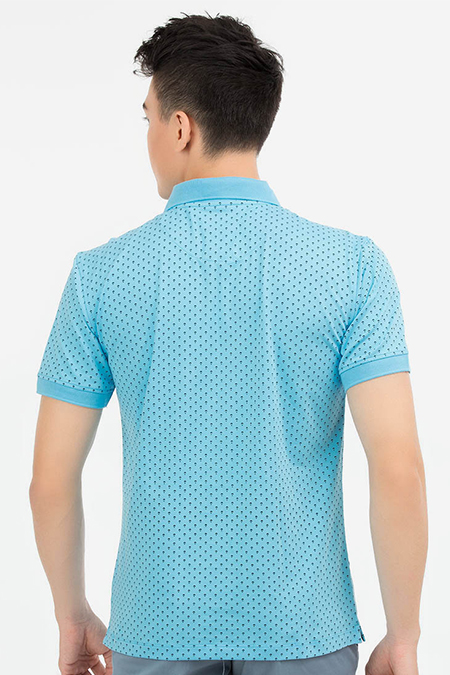 Áo Polo nam Novelty Regular fit in họa tiết màu xanh ngọc NATMINMCSR180023N