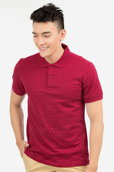 Áo Polo nam Novelty Regular fit in họa tiêt màu đỏ NATMINMCSR180025N