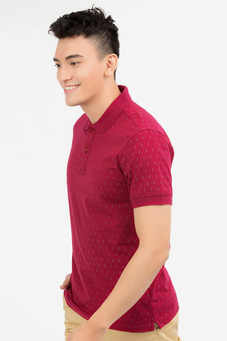 Áo Polo nam Novelty Regular fit in họa tiêt màu đỏ NATMINMCSR180025N