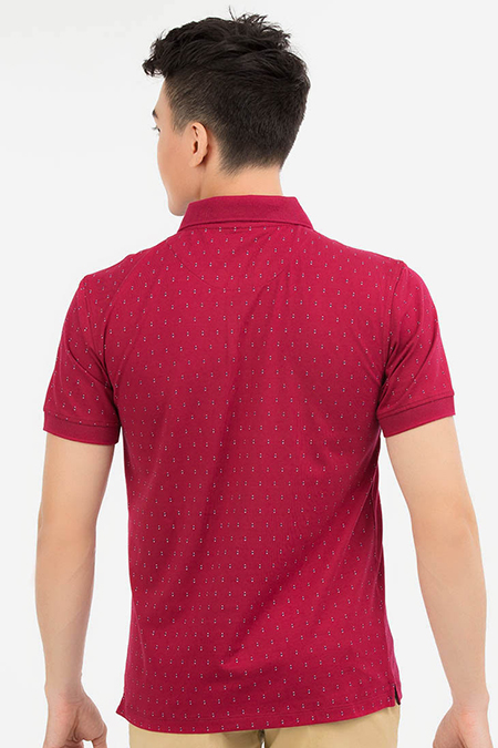 Áo Polo nam Novelty Regular fit in họa tiêt màu đỏ NATMINMCSR180025N