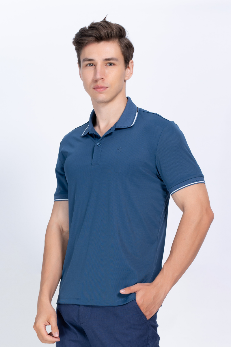 Áo Polo nam Novelty Regular fit Cool Feeling xanh nhớ NATMMDMNER250025N