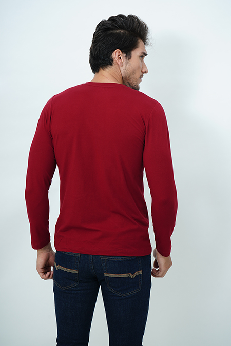 Áo thun nam dài tay cổ tim Novelty Regular fit màu đỏ NATMMDMCSR180709D